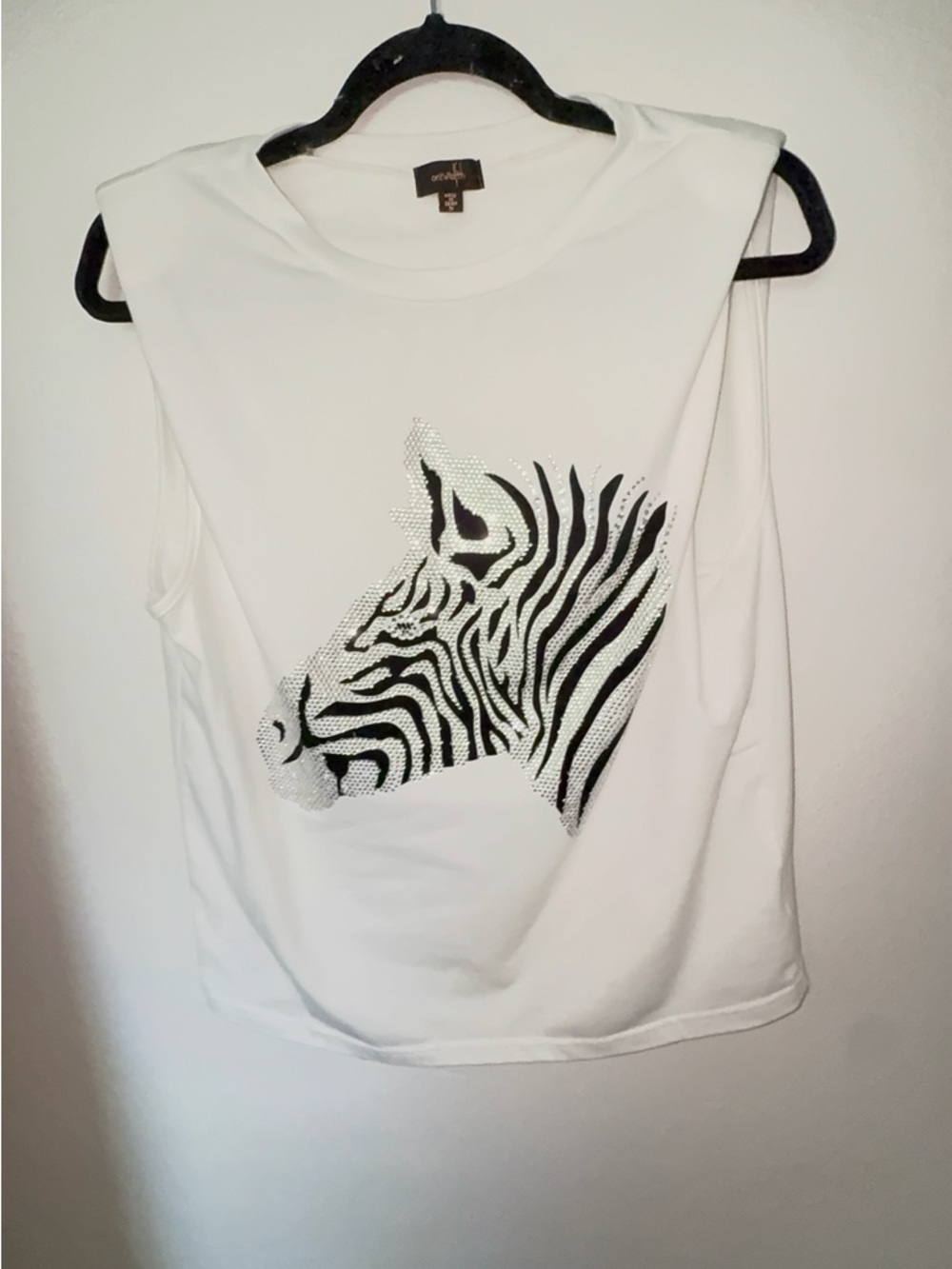 White Sleeveless Zebra Print Tank Top